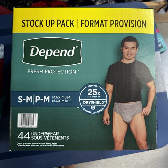 Depend Fit-Flex Incontinence Underwear for Men, Maximum Absorbency,S/M,Grey,44ct - Picture 1 of 3
